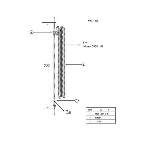 φ7 x 300mm アース棒(丸型/ア