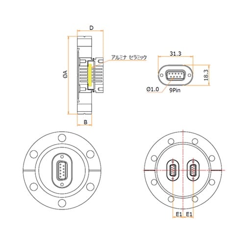 多ピン D−Sub 9 PIN ICF7