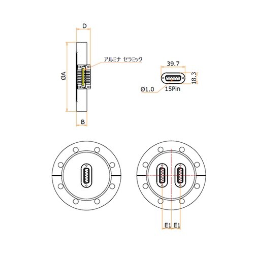 多ピン D−Sub 15 PIN ICF