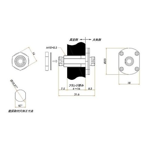 マルチモード 両側FC真空コネクタ ねじ