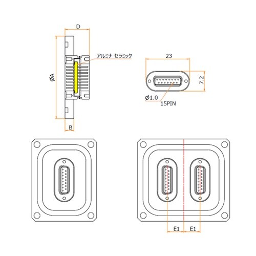 多ピン D−Sub 15 PIN + 1