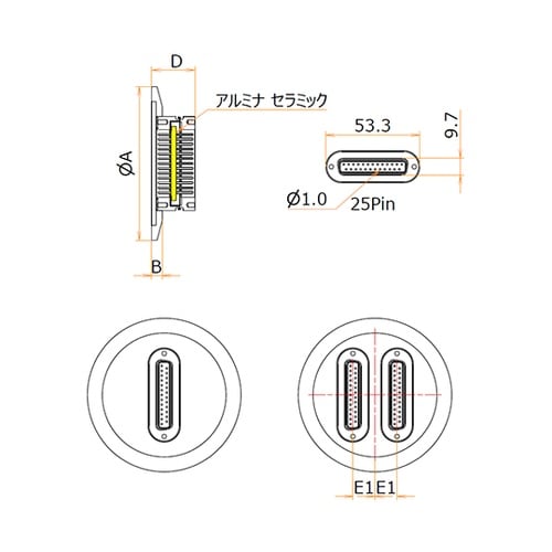 多ピン D−Sub 25 PIN + 2