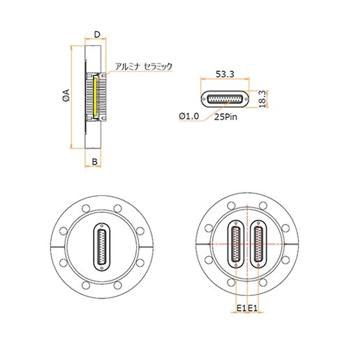 多ピン D−Sub 25 PIN + 2