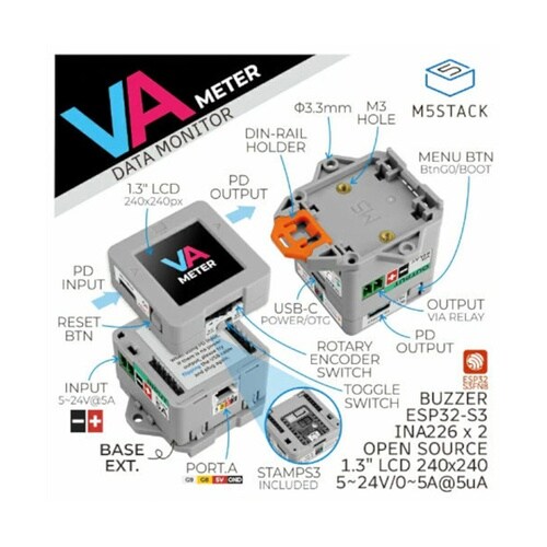 M5StampS3搭載 VAメーター (