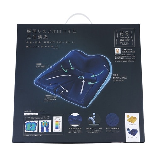 背骨のびのび腰痛対策クッションネイビー