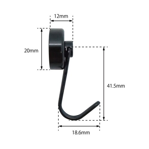 ネオジウム磁石フック黒(10個組、20Φ