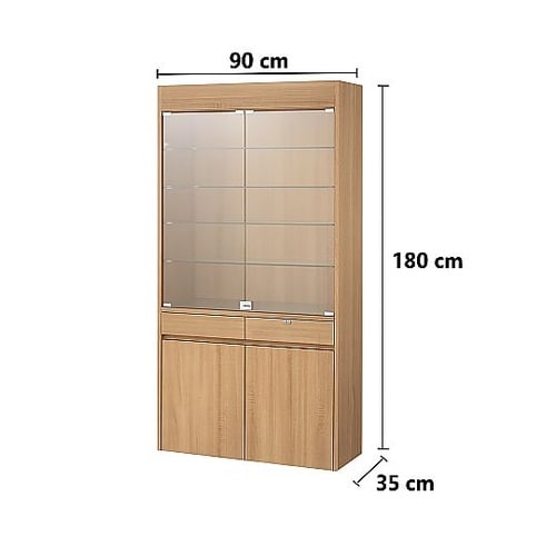 木製壁面用ショーケース 照明付き 幅90