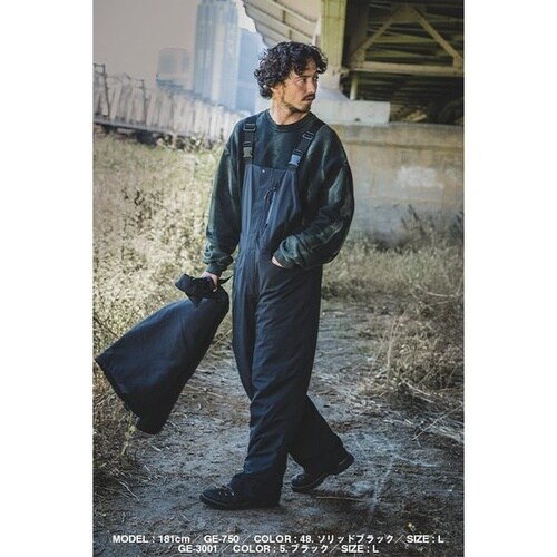 防風防水防寒サロペット ソリッドブラック