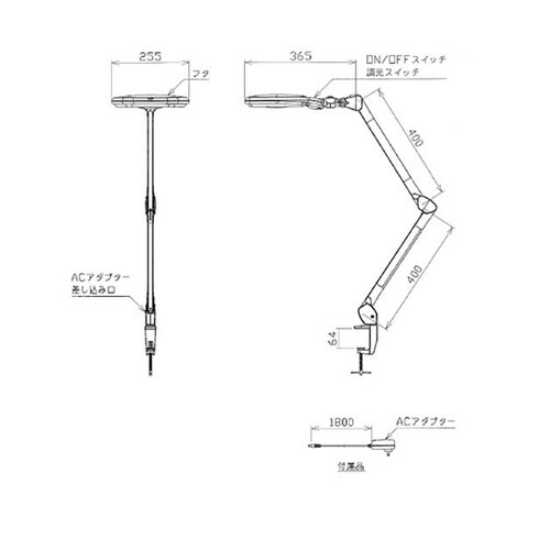 LED拡大鏡 クランプ式 倍率1.75倍