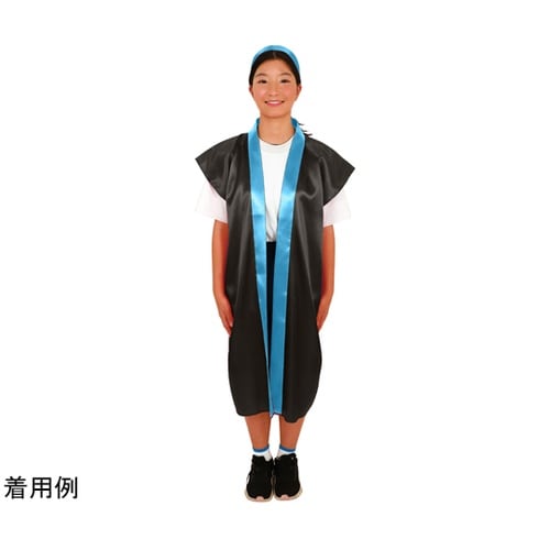 サテンロングハッピ(ハチマキ付) 黒(襟
