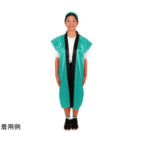 サテンロングハッピ(ハチマキ付) 緑 M