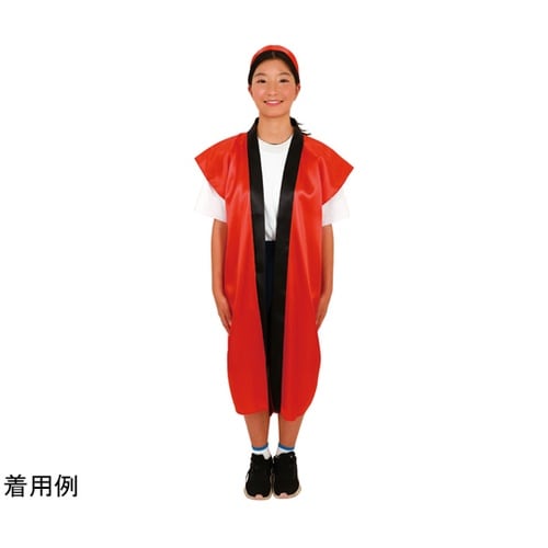 サテンロングハッピ(ハチマキ付) 赤 M