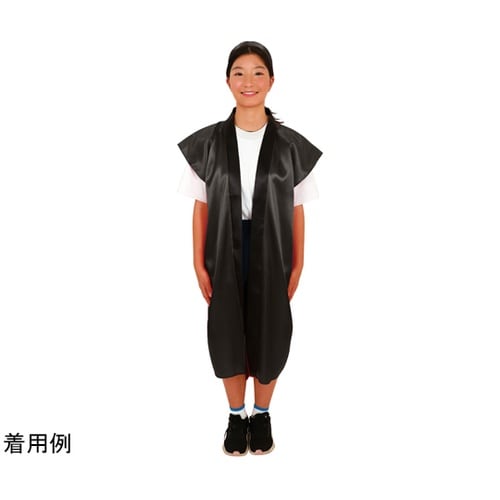 サテンロングハッピ(ハチマキ付) 黒 M