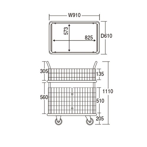 二段式台車 (上段:コボレ止め金網・下段