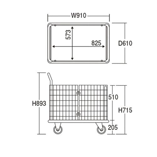 観音扉型金網台車 SHタイプ ブレーキフ