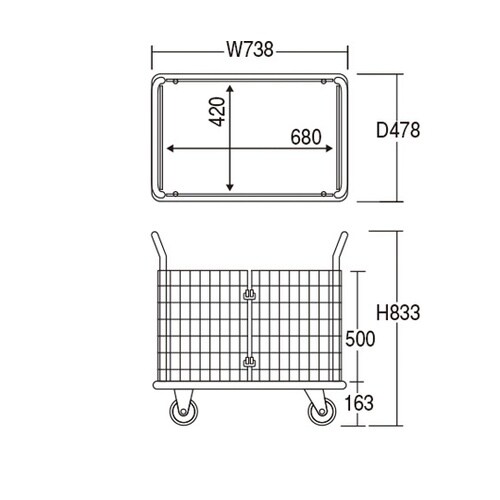 観音扉型金網台車 シズかるスーパー ブレ