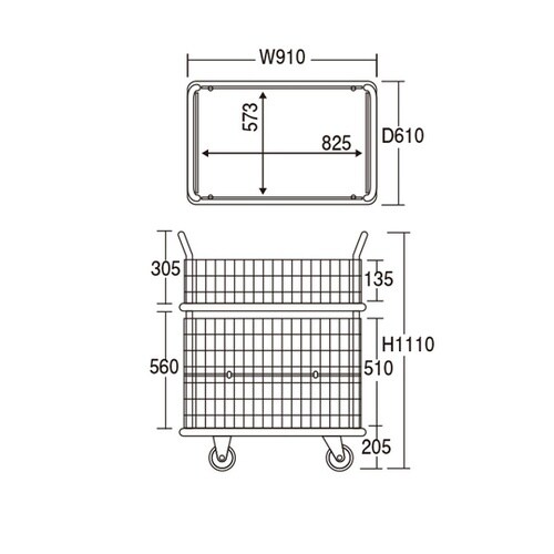 二段式台車 (上段:コボレ止め金網・下段
