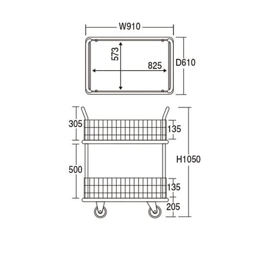 二段式台車 (上段・下段:コボレ止め金網