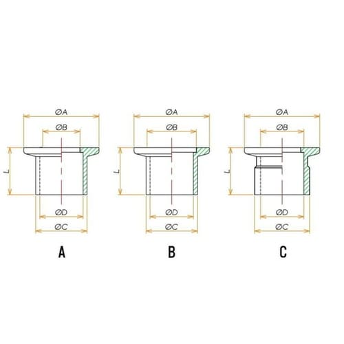 NW16 アルミ ロングフランジ L=5