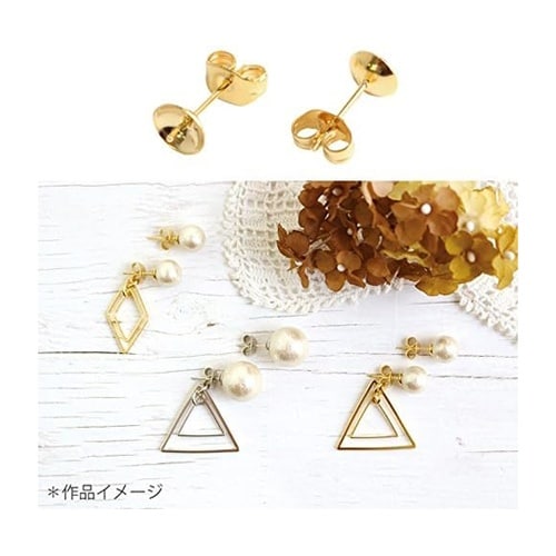 ピン付きピアス 5組入 皿6mm ブラッ