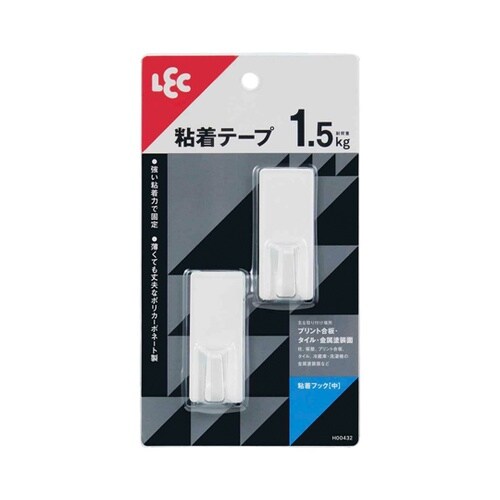 粘着フック 中 2個入 耐荷重1.5kg