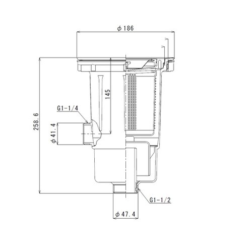大型ゴミ収納器付防臭排水トラップ(40A