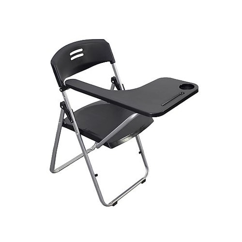 メモ台付折りたたみパイプ椅子 黒 C02