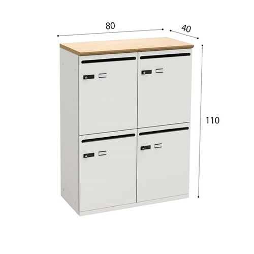 パーソナルロッカー4人用 ナチュラル/ホ