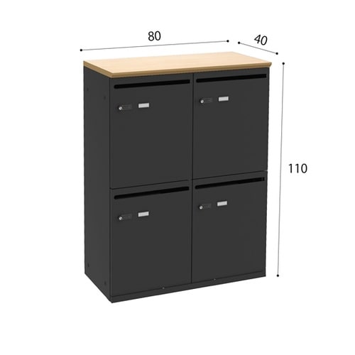 パーソナルロッカー4人用 ナチュラル/ブ