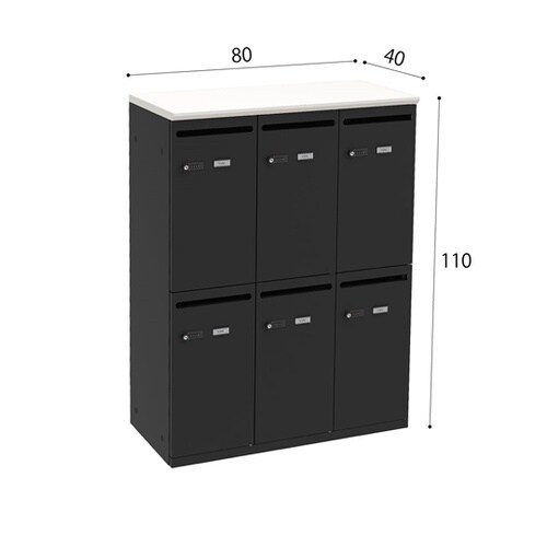 パーソナルロッカー6人用 ホワイト/ブラ