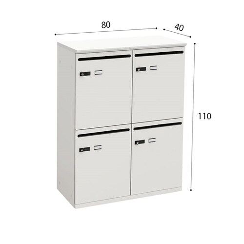 パーソナルロッカー4人用 ホワイト/ホワ