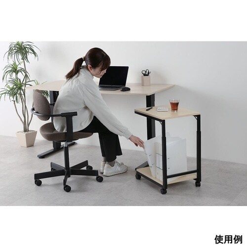 デスクサイドワゴン高さ調整つき ブラック