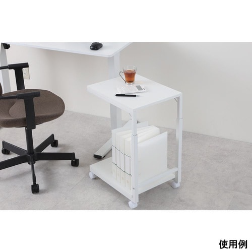 デスクサイドワゴン高さ調整つき ホワイト