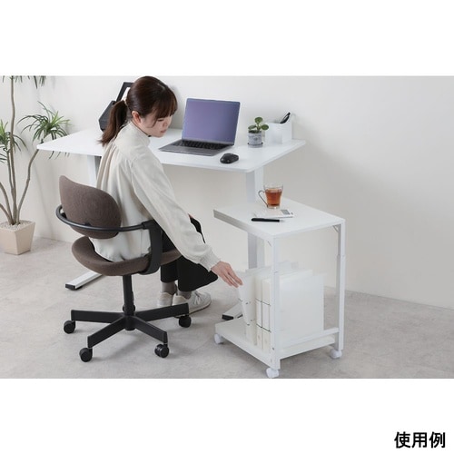 デスクサイドワゴン高さ調整つき ホワイト