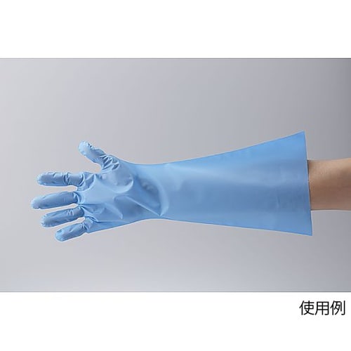 エンボス手袋ロング五本絞り M ブルー