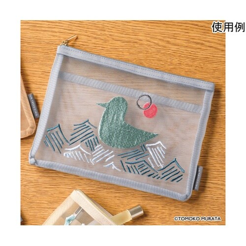 ムラタトモコ 刺繍メッシュポーチ Sea