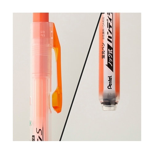 蛍光ペン ノック式ハンディラインS オレ