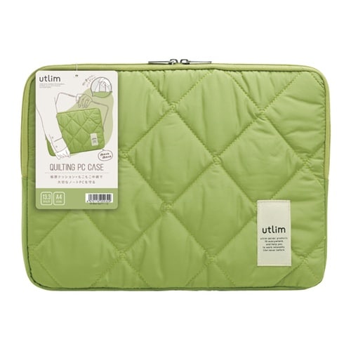 キルティング ノートPCケース グリーン
