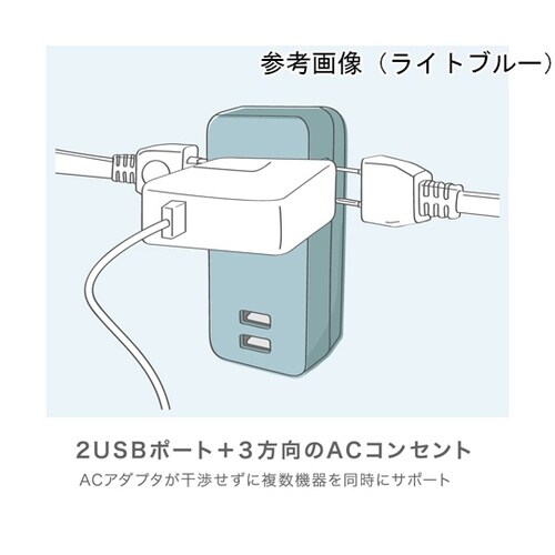 3口直挿しタイプUSBポート付 グレー
