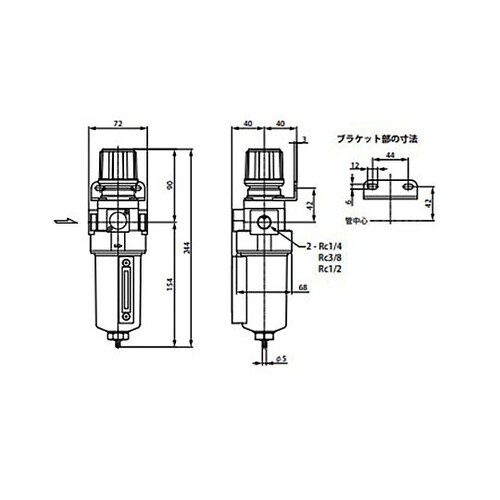 Rc 1/2” エアーフィルター付レギュ