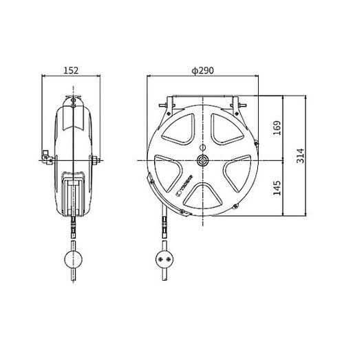 6.5mmx10m エアーホースリール(