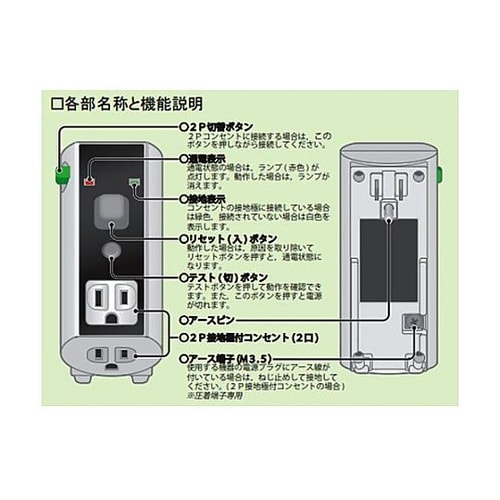 AC100V/15A 漏電遮断コンセント