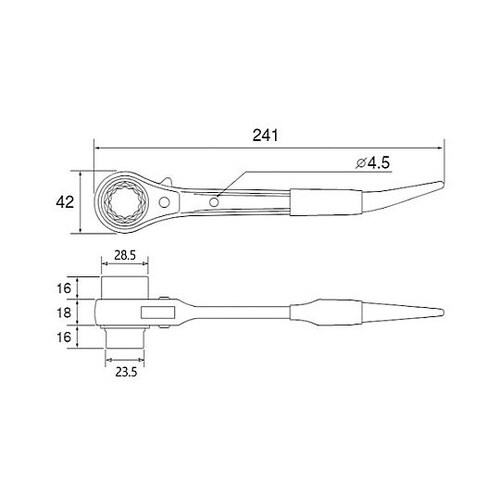 17x21mm/241mm 両口ラチェッ
