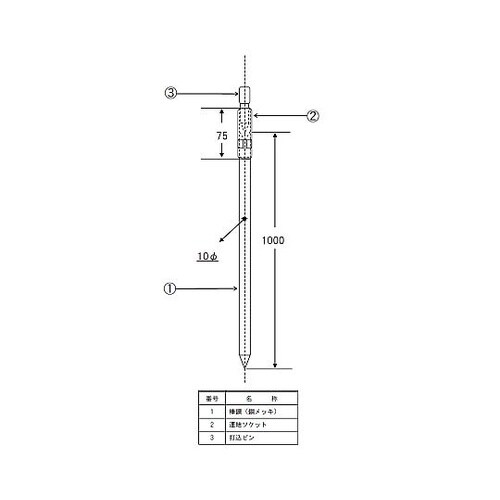 φ10x1000mm アース棒(丸型/連