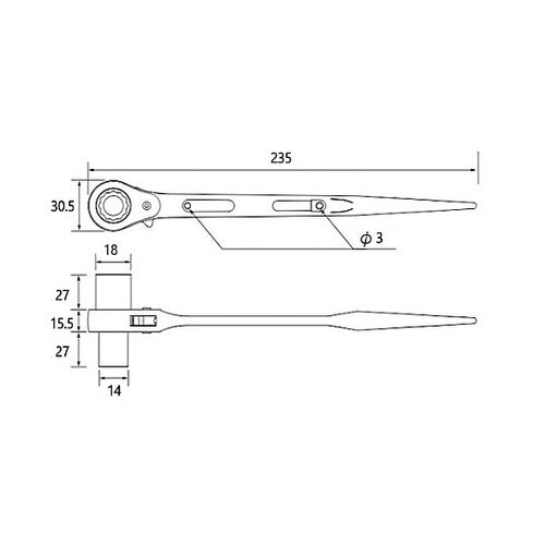 10x13mm/235mm 両口ラチェッ