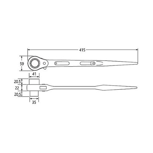 24x30mm/415mm 両口ラチェッ