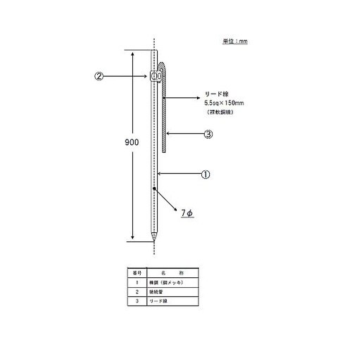 φ7 x 900mm アース棒(丸型)