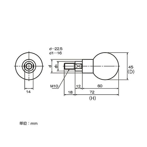 M10x18mm 回転グリップ(ラバー)