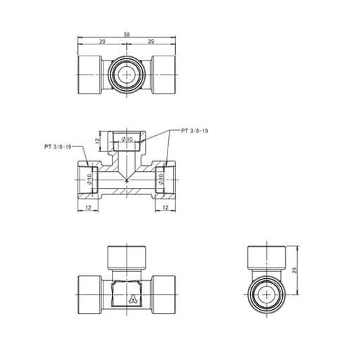 Rc3/8” 内ねじチーズ EA141A