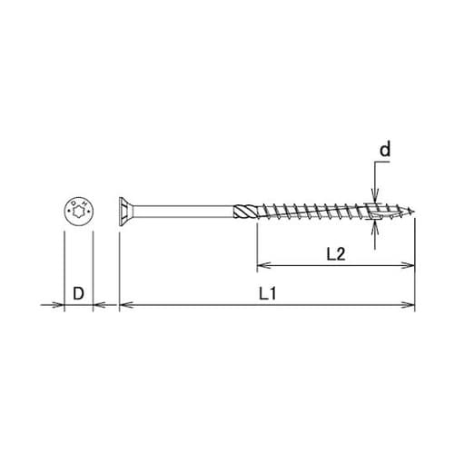 VP ウッドロングビス 半ネジ サラ頭